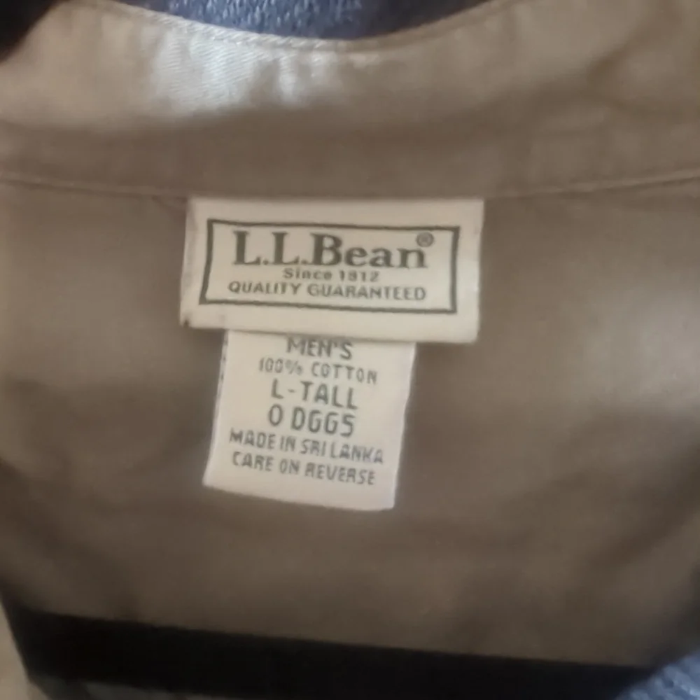 Men's Size Large Tall LL Bean Charcoal Gray Button Down Long Sleeve Shirt